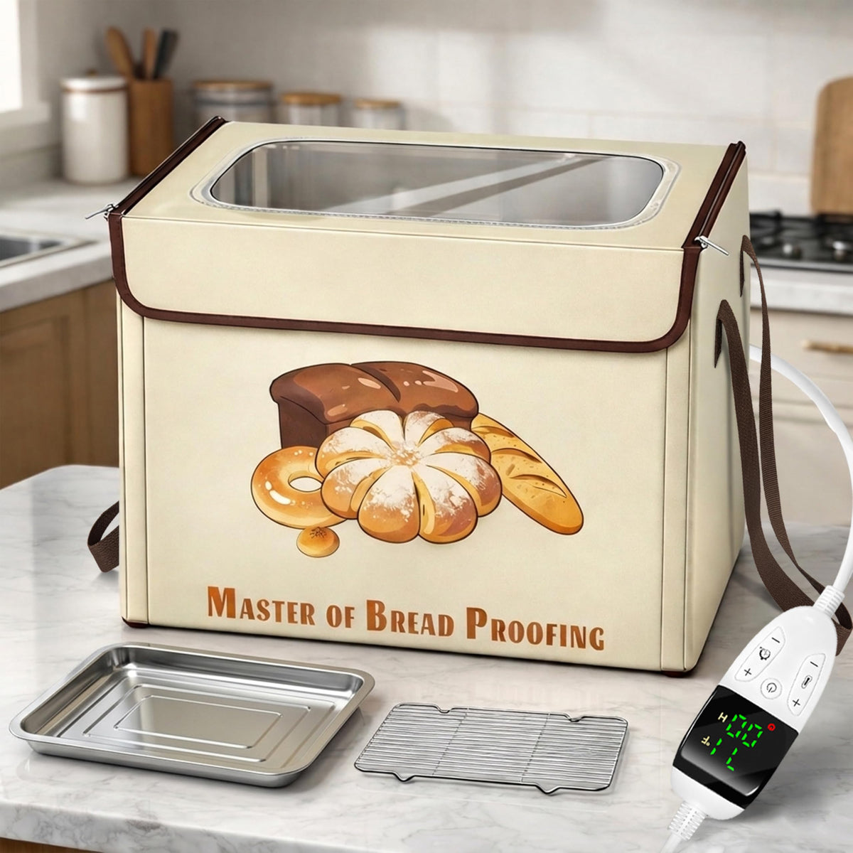 Wnfou bread proofing box front view with 3-sided heating for even dough warmth