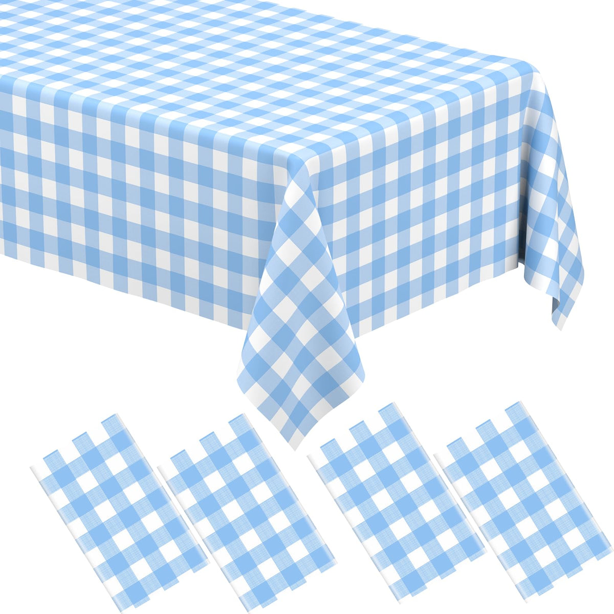 WNINK light blue gingham tablecloth setup ideal for stress-free parties.