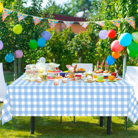 WNINK party tablecloth creates a coordinated dining area.