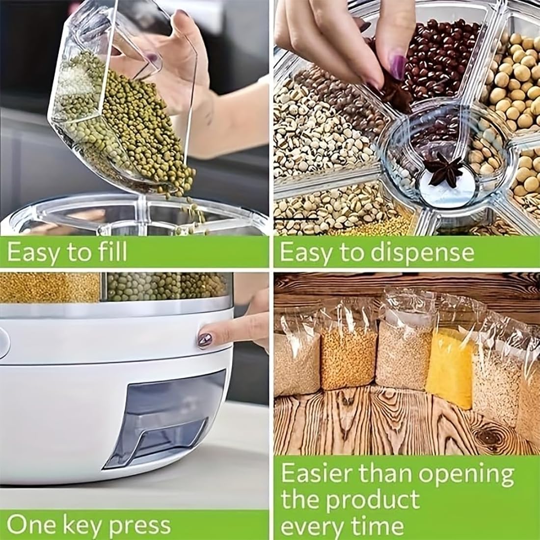 Wnnideo rice dispenser with one-click output for precise portions.