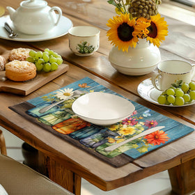 Indoor and outdoor dining with Wnoesat placemats showing versatility