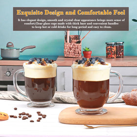 Woaiwo-q four-pack glass mugs in a clear design for daily use.