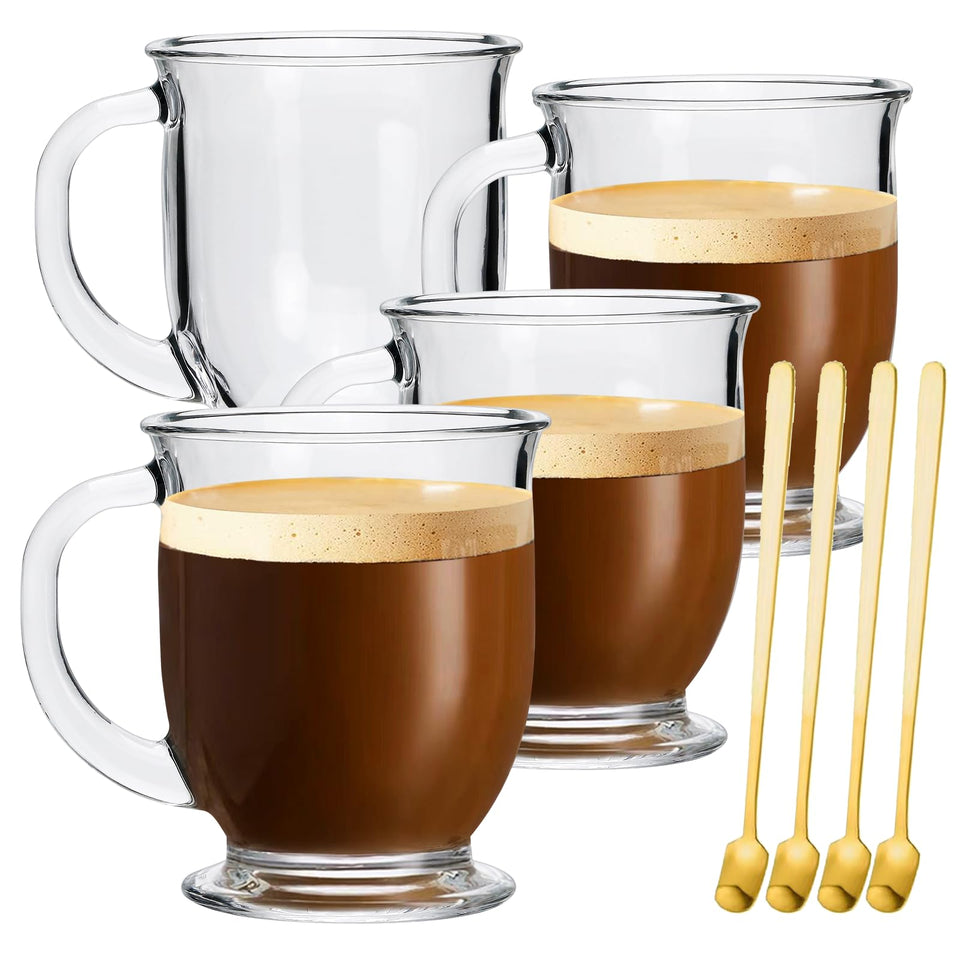Woaiwo-q clear glass mug with handle; 15oz capacity for hot beverages.