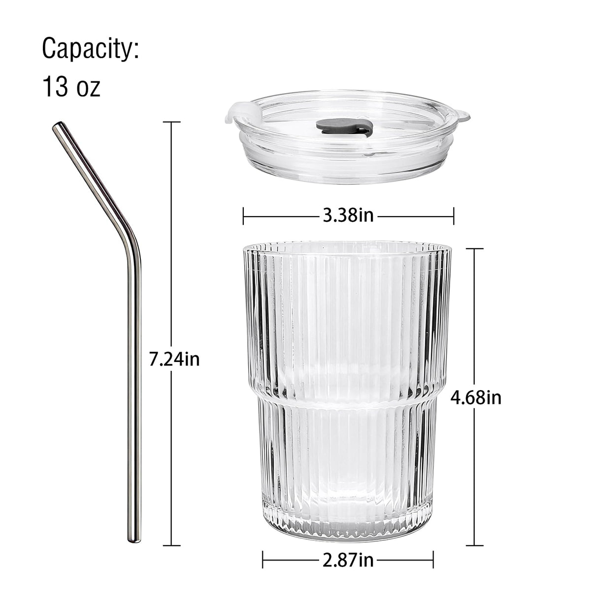 Woaiwo-q glass tumbler with lid and stainless steel straw set for eco-friendly sipping.