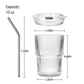 Woaiwo-q glass tumbler with lid and stainless steel straw set for eco-friendly sipping.