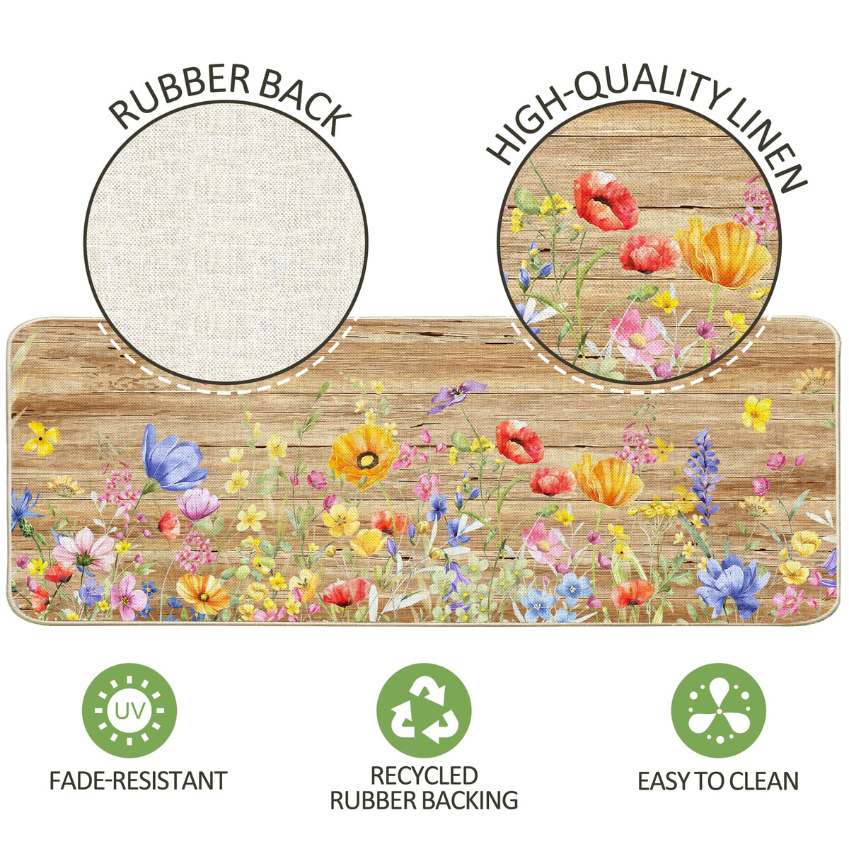 woaoce spring floral kitchen rug burlap texture close-up rustic charm
