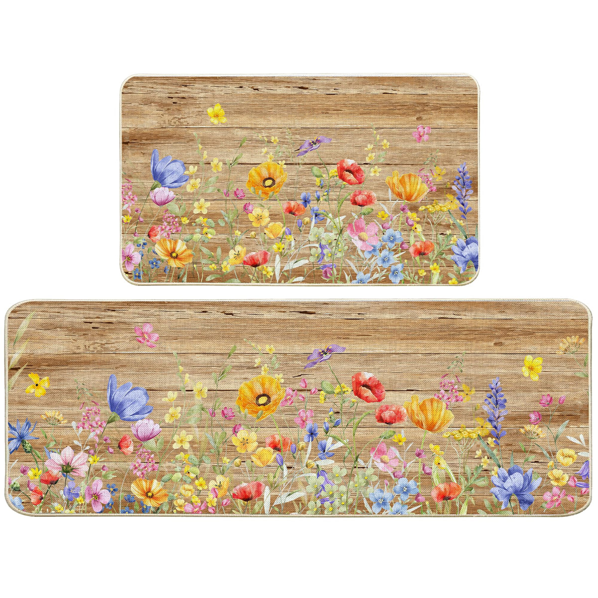 woaoce spring floral kitchen rug front view for cozy kitchen decor