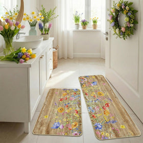 woaoce spring floral kitchen rug 17x47 rubber back shows non-slip grip