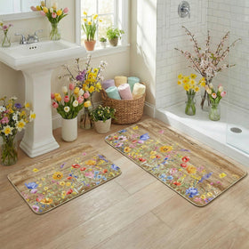 woaoce spring floral kitchen rug colorful print close-up fade-resistant colors