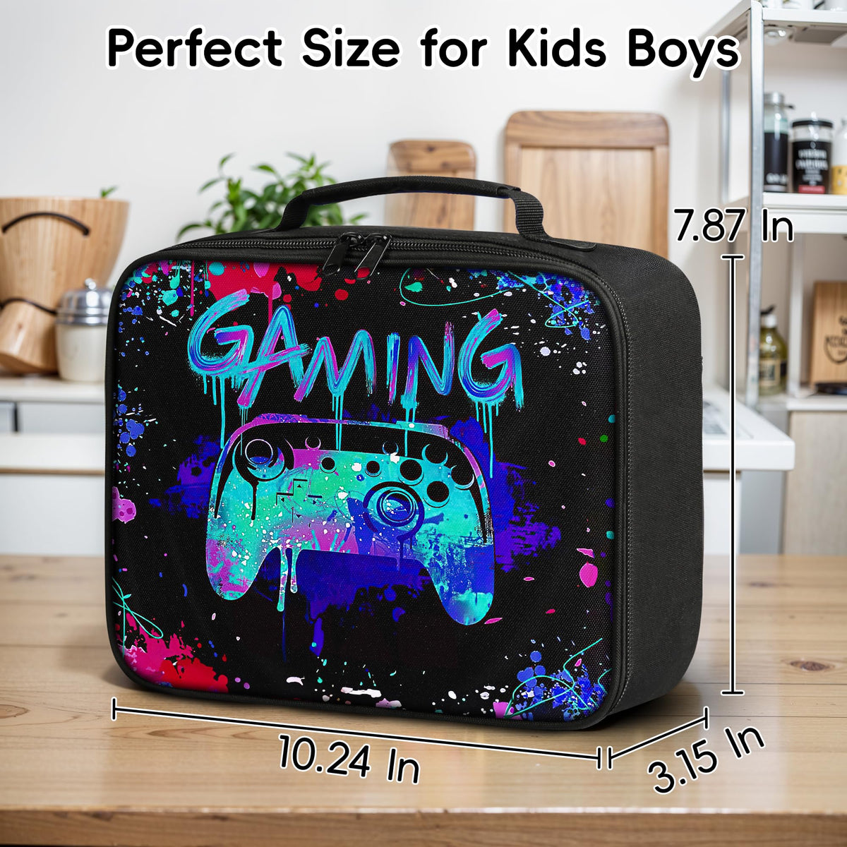 WOBAGMEN gamer lunch box insulated interior preserves snacks and meals