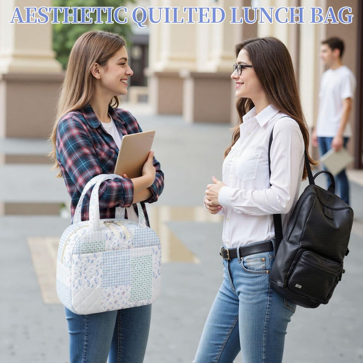 WOBAGMEN front-pocket lunch bag keeps small items organized during commutes.