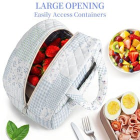 WOBAGMEN roomy, lightweight lunch tote fits a box, bottle, snacks, and utensils.