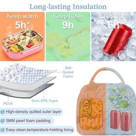 WOBAGMEN quilted lunch bag features durable straps for comfortable carrying