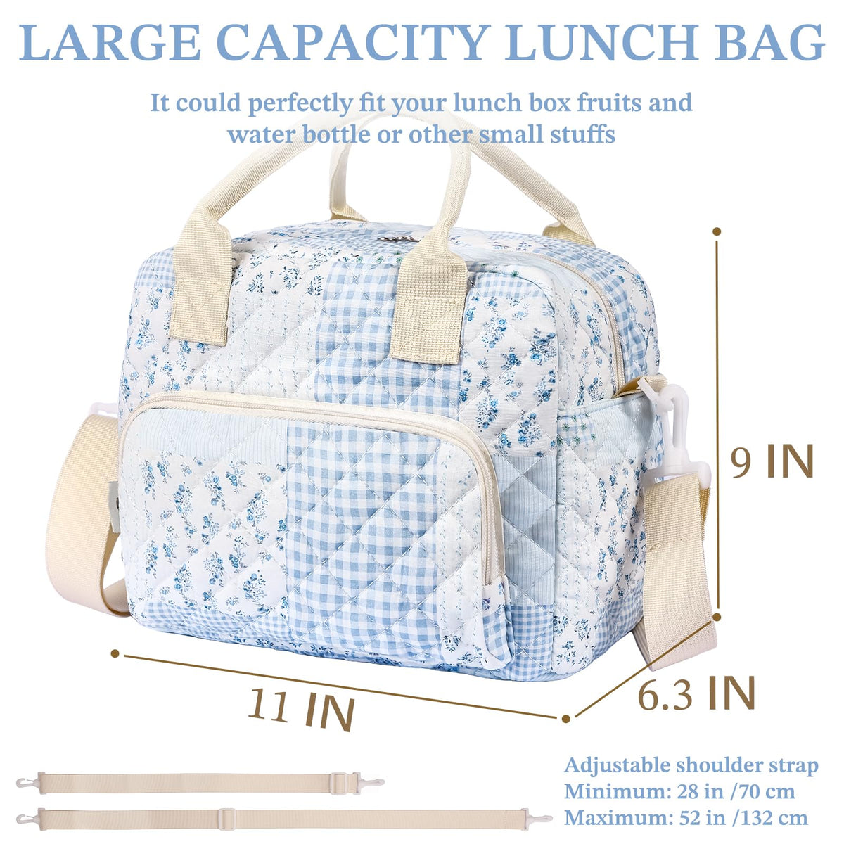 WOBAGMEN lunch bag side pocket holds water bottles for on-the-go hydration