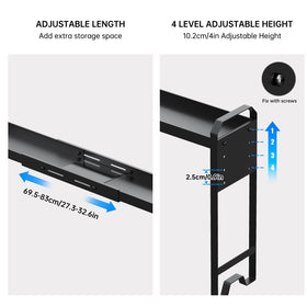 WOCHUANGSI expandable length stove shelf adapts from 27 to 32 inches.