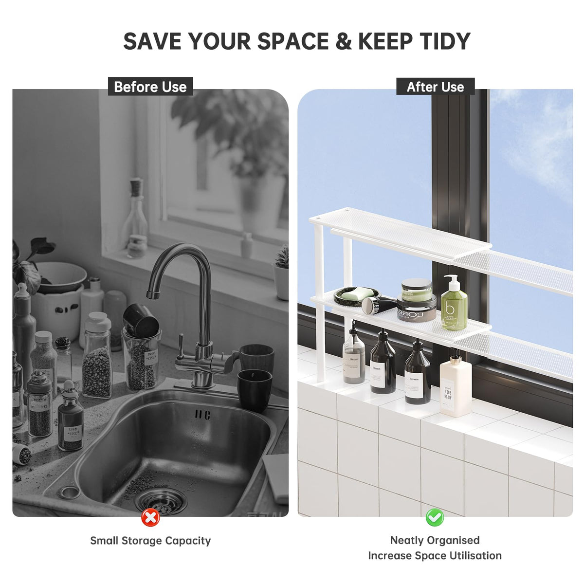 WOCHUANGSI expandable window shelf easy installation with minimal hardware.