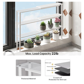 WOCHUANGSI expandable window shelf white finish adds clean, modern touch.