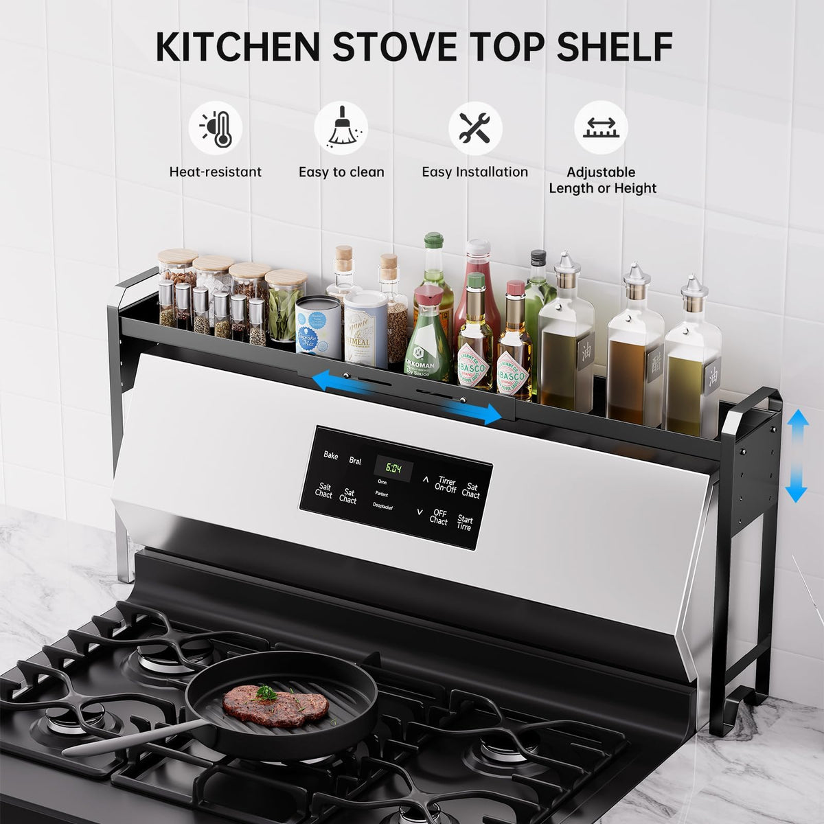 WOCHUANGSI stovetop spice bottles arrangement keeps essentials within reach during cooking.