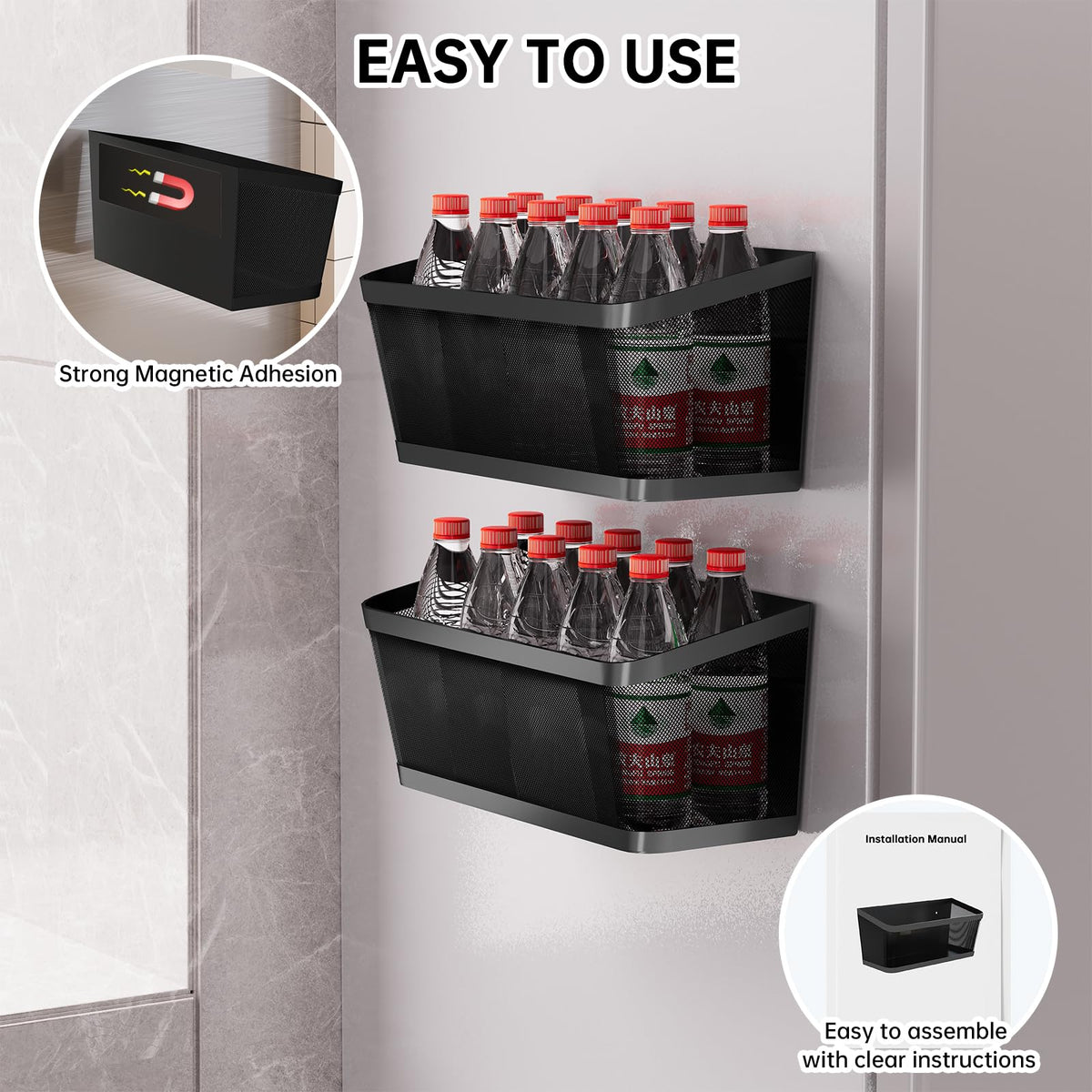 WOCUBEHOME magnetic organizer doubles as laundry item storage on metal surfaces.
