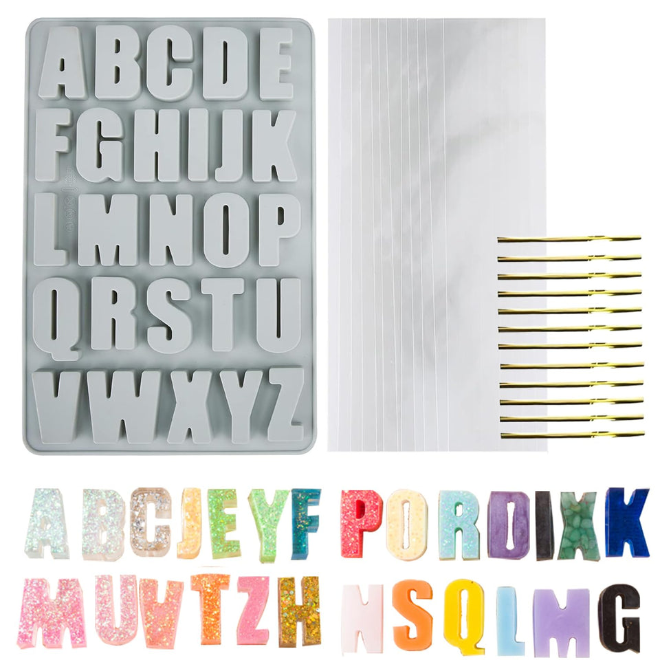 Wocuz alphabet silicone mold for cake decor with large letters.