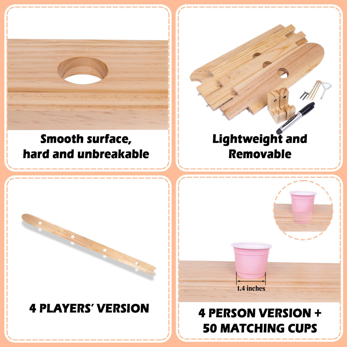 WodGod drinking board kit with 50 cute glasses for four players.