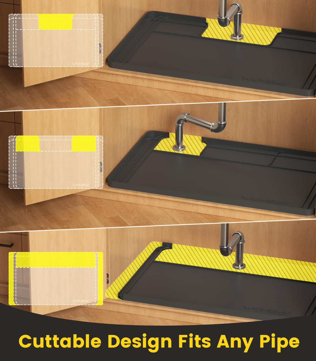 Wohbay waterproof design protects cabinets from minor leaks.