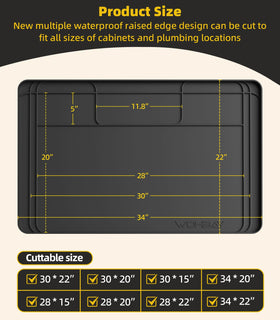 Wohbay raised-edge drip tray catches drips under sinks.
