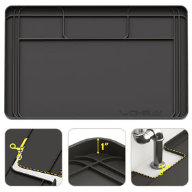 Wohbay under-sink mat showing trim-to-fit capability for neat cabinets.
