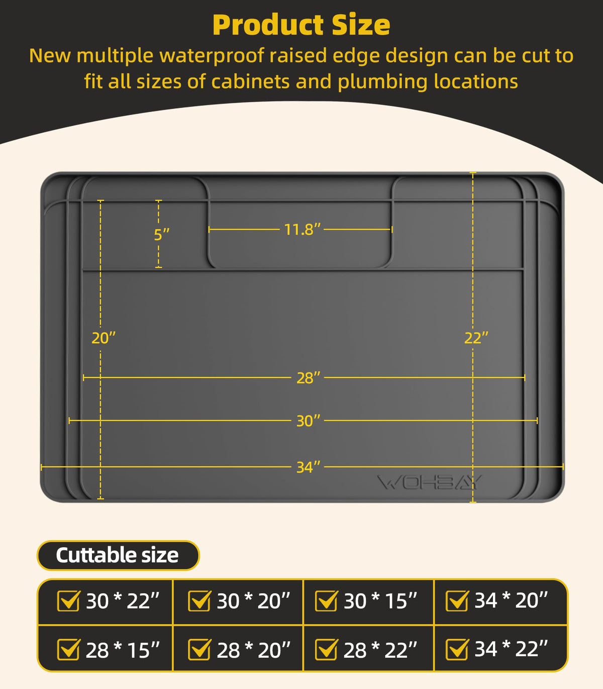 Wohbay waterproof silicone mat is easy to clean and durable