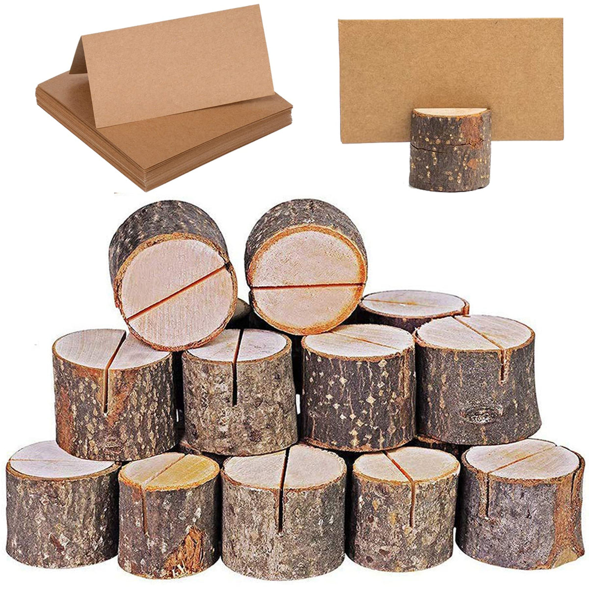 WOHENI wooden round place card holders for clear seating cues