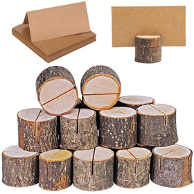 WOHENI wooden round place card holders for clear seating cues