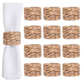 WOHIWO napkin rings in natural water hyacinth elevate farmhouse table decor