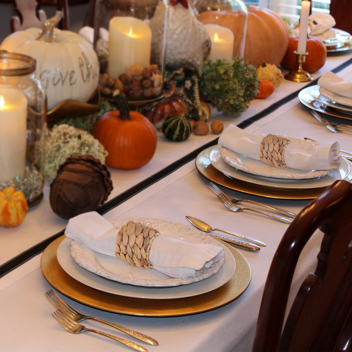 Woven water hyacinth napkin rings by skilled artisans for durable table accents