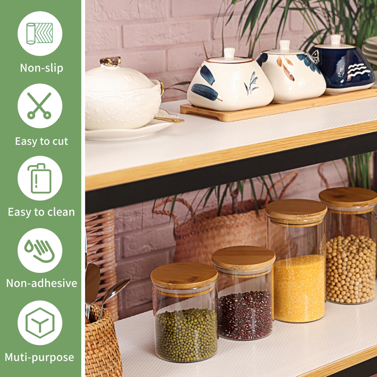 wohomuke fridge and cabinet lining protects shelves from scratches and stains