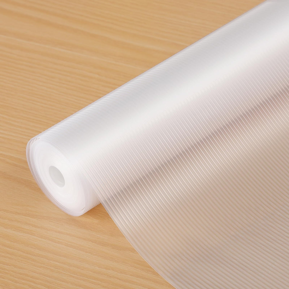 wohomuke shelf liner with clear ribbed texture for cabinet slip resistance