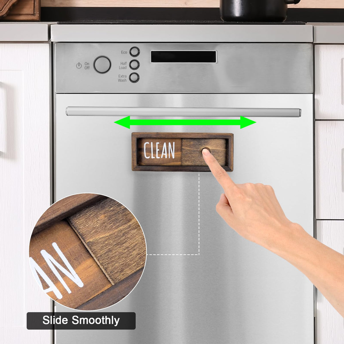 WOJOGO 5x2 inch sign is easy to read from across the kitchen, reducing guesswork