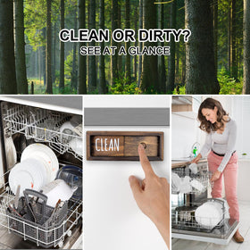 WOJOGO rustic wood dishwasher sign adds farmhouse charm and works with most models
