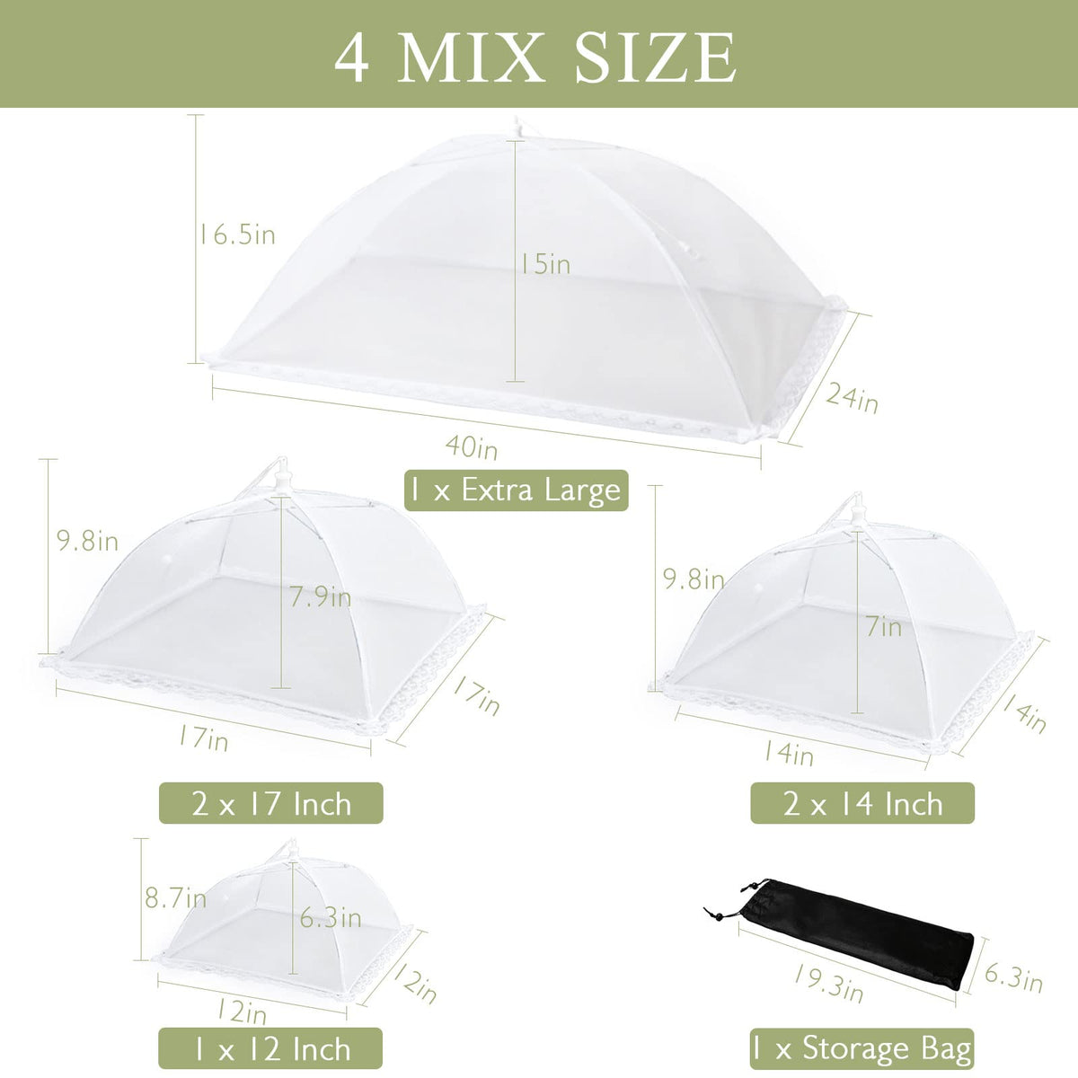 Wokuya 7Pack 14x14 mesh cover safeguards appetizers at garden gatherings