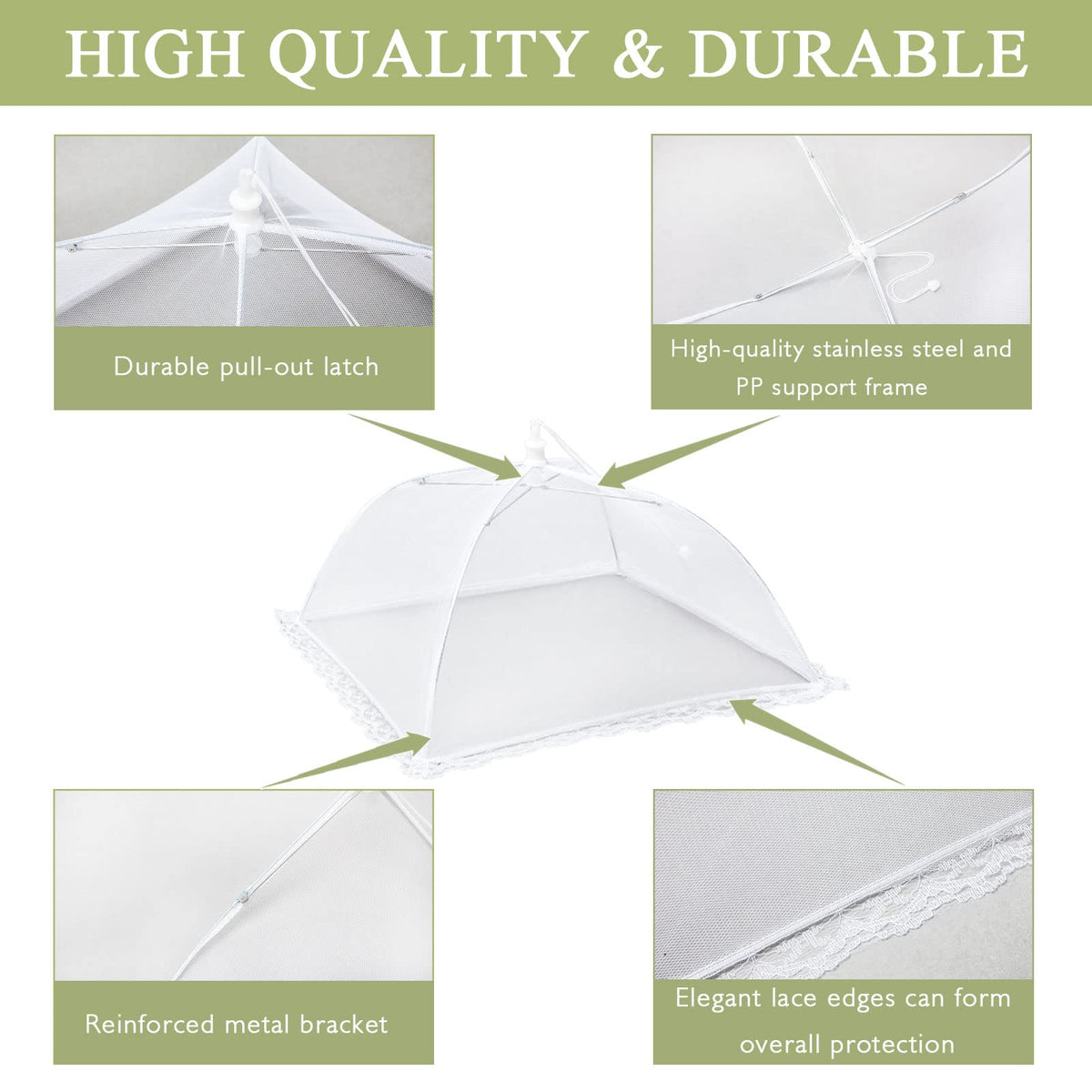 Wokuya 7Pack 17x17 food covers ideal for picnics and parties