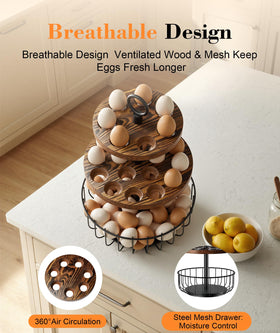 Wolera bottom wire basket provides versatile storage for produce.