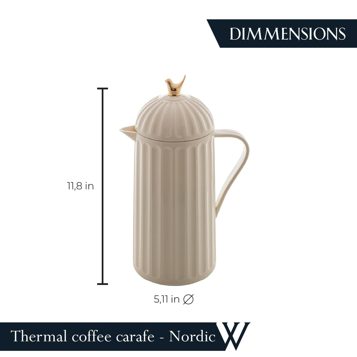 WOLFF carafe with glass inner lining preserves aroma and heat.