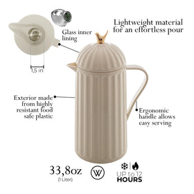 WOLFF carafe base features grooved pattern, adds grip and visual interest.