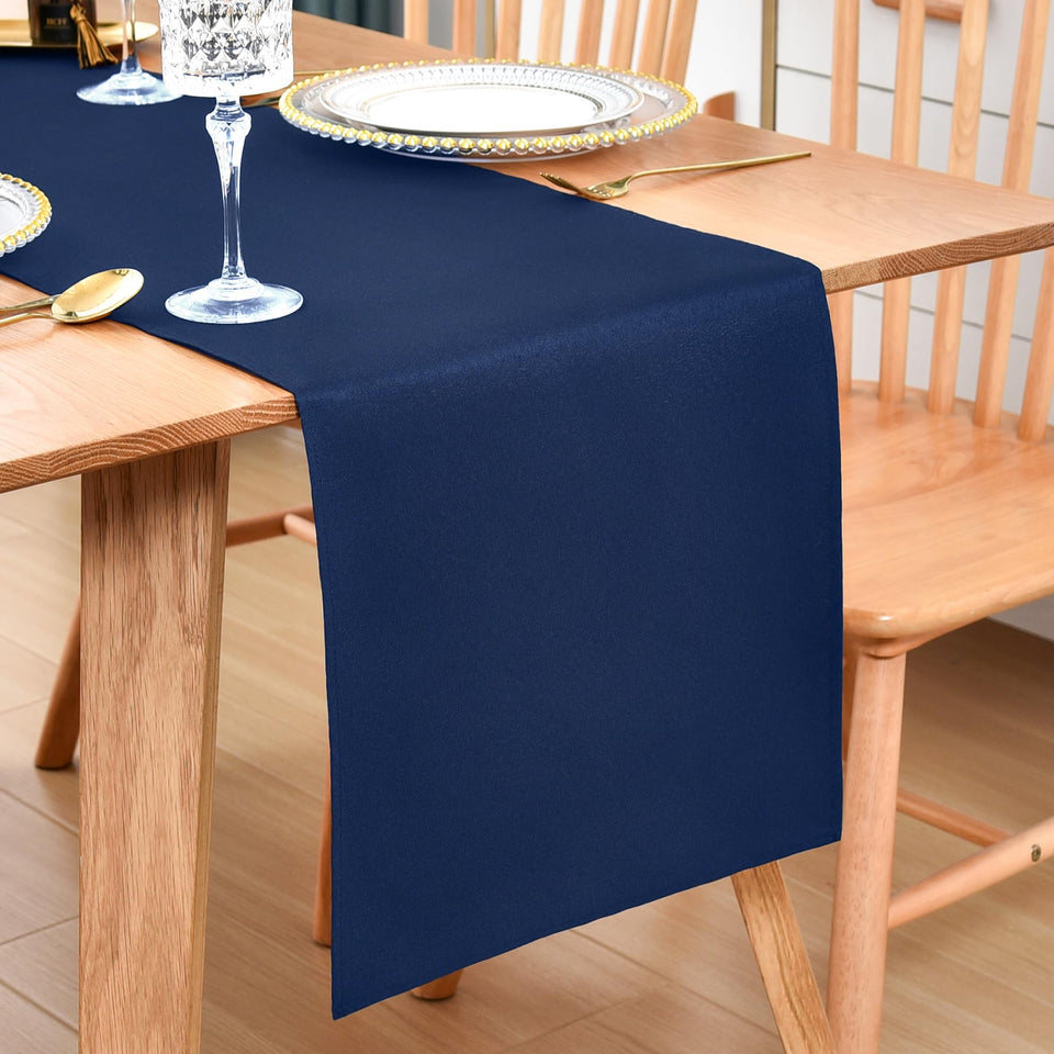 Wolkemer farmhouse navy table runner on dining table for elegant gatherings