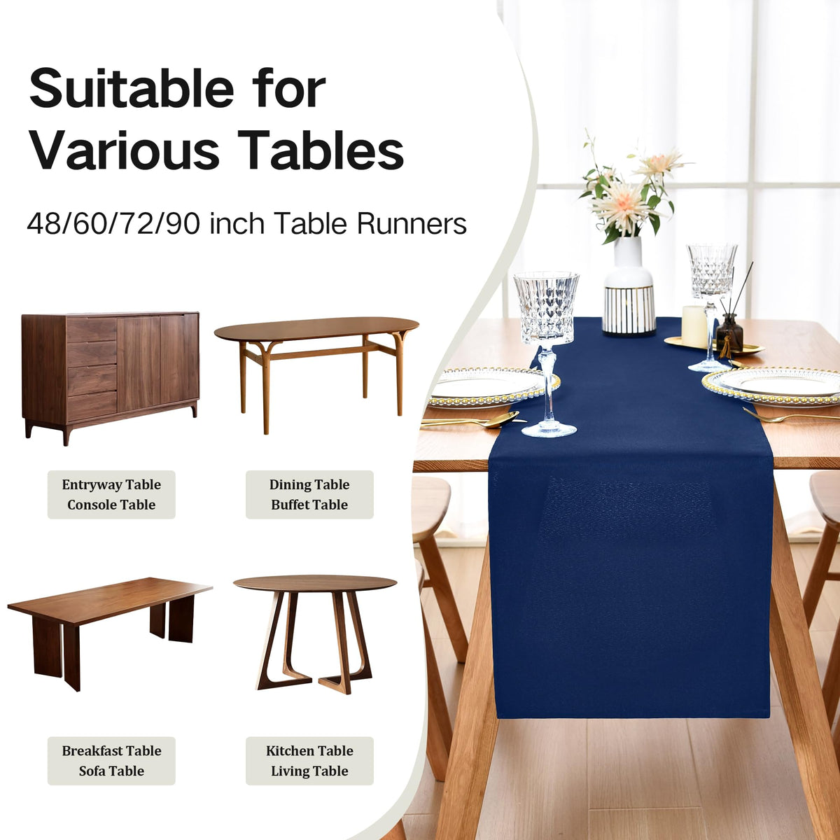 Wolkemer navy table runner showcases neat stitching detail