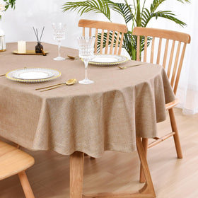 Wolkemer faux linen oval tablecloth with 60-84 coverage protects surfaces with rustic style