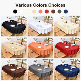 Wolkemer oval tablecloth on an outdoor patio, ideal for casual gatherings.