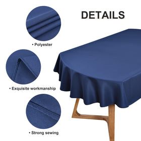Wolkemer tablecloth over brunch setup with rich navy hue