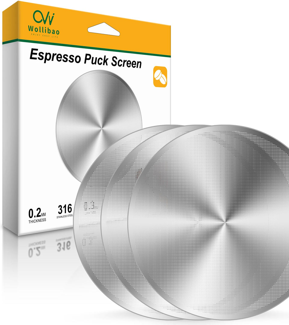 Wollibao 53.3mm puck screen set for even extraction in home espresso
