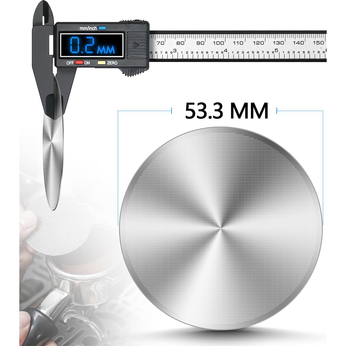 Wollibao 316 stainless puck screen close-up showing ultra-thin 0.2mm design