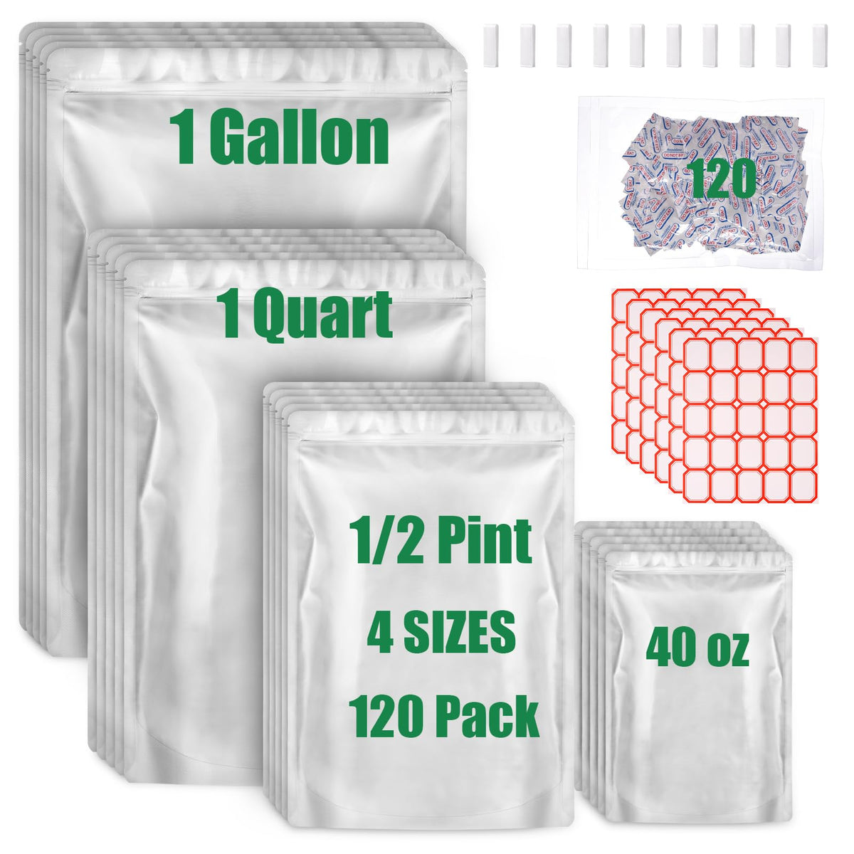 Wolobag one-gallon mylar bag for long-term pantry storage keeps staples fresh.